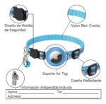 Collar Porta Airtag Para Gatos Con Cascabel Air Tag Case Celeste - Imagen 7