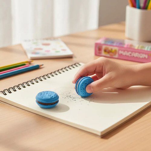 Goma De Borrar Con Forma De Macaron 6 Unidades Kawaii Macarons - Imagen 3