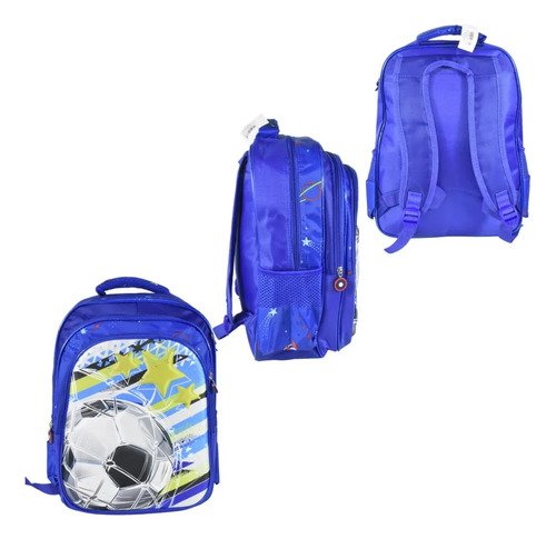 Set Mochila Lonchera Térmica Y Cartuchera 3d Futbol Koala Azul - Imagen 2