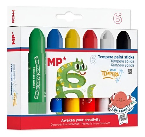 Crayones Témpera Sólida Retráctil X6 Main Paper Piki.uy