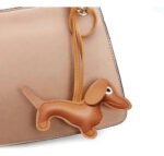 Llavero Eco Cuero Perro Dachshund Salchicha Charm Marrón - Imagen 8