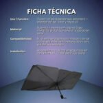 Quitasol Sombrilla Auto Parasol Parabrisas Retráctil Plegable Protección Uv 135x78cm Metal Cromado Térmico Estuche... Lisa Negro - Imagen 4
