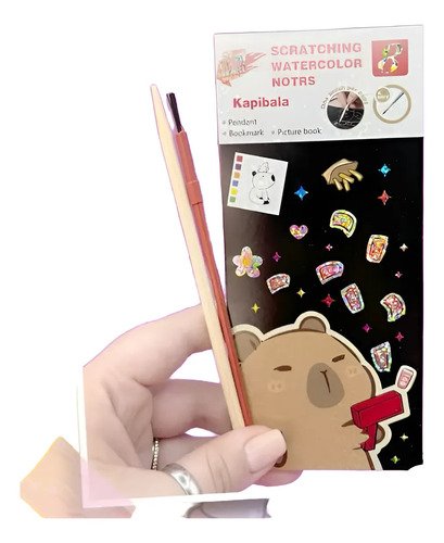 Libreta Scratch Capibara Y Acuarelas 2 En 1 Carpincho Viral Negro - Imagen 5