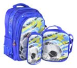 Set Mochila Lonchera Térmica Y Cartuchera 3d Futbol Koala Azul