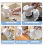 Cepillo Giratorio Limpieza Inalámbrico Baño Hongos 5 En 1 Blanco - Imagen 4