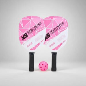 Set De Paletas De Pickleball Raqueta Con Pelota Y Bolsa Pack Rosa