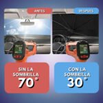 Quitasol Sombrilla Auto Parasol Parabrisas Retráctil Plegable Protección Uv 135x78cm Metal Cromado Térmico Estuche... Lisa Negro - Imagen 2