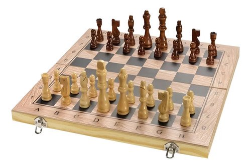 Ajedrez De Madera Grande 3 En 1 Juego Dama Backgammon 48cm