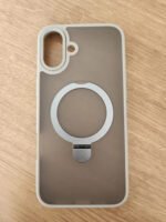 Funda Jd Case Premium Con Anillo Soporte Para iPhone 16 Plus Gris Transparente En El Cuerpo Con Tono Gris