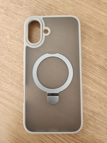Funda Jd Case Premium Con Anillo Soporte Para iPhone 16 Plus Gris Transparente En El Cuerpo Con Tono Gris