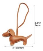 Llavero Eco Cuero Perro Dachshund Salchicha Charm Marrón - Imagen 6