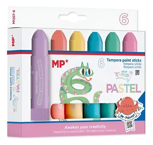 Crayones Témpera Sólida Retráctil X6 Main Paper Piki.uy - Imagen 4