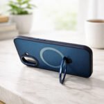 Funda Jd Case Premium Con Anillo Soporte Para iPhone 16 Plus Azul Marino Transparente En El Cuerpo Con Tono Gris - Imagen 3