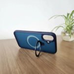 Funda Jd Case Premium Con Anillo Soporte Para iPhone 16 Plus Azul Marino Transparente En El Cuerpo Con Tono Gris - Imagen 4