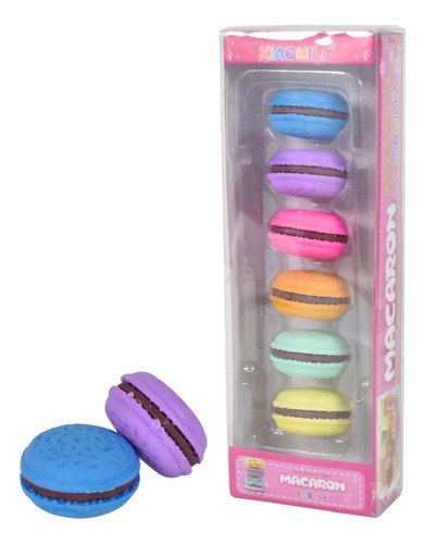 Goma De Borrar Con Forma De Macaron 6 Unidades Kawaii Macarons