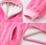 Poncho Manta Buzo Polar Adulto Unisex Con Corderito Hoodie Generico Rosa Lisa - Imagen 7