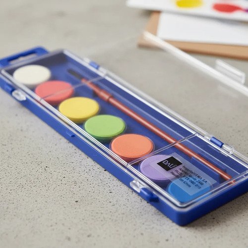 Set Acuarelas En Pastilla 8 Colores Con Pincel Multicolor - Imagen 4