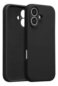 Funda Case iPhone 16 Silicona Negra Interior Microfibra Negro Negro Opaco