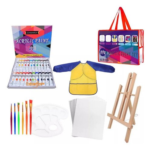 Set De Arte 39 Pzs Para Niños Kit Para Pintar Atril Pintura