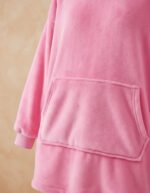 Poncho Manta Buzo Polar Adulto Unisex Con Corderito Hoodie Generico Rosa Lisa - Imagen 4