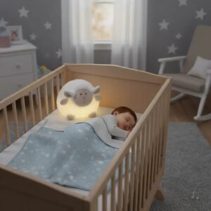 Veladora Con Luz Y Música Para Bebé Infantil Suave Oveja Blanco