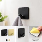 Ganchos Autoadhesivos De Aluminio Negro X2 Organizador Cuadrado - Imagen 6