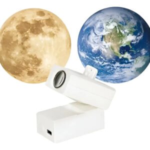 Mini Proyector Recargable Luna Y Tierra Veladora Usb Blanco