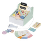 Caja Registradora De Juguete Madera Montessori Super Kiosko Verde Claro