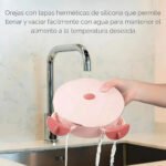 Plato Térmico Para Bebé Y Niños Con Ventosa Y Reparticiones Rosa - Imagen 2