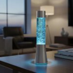 Lámpara Veladora De Glitter Decorativa Azul Luz Brillante Gris - Imagen 2