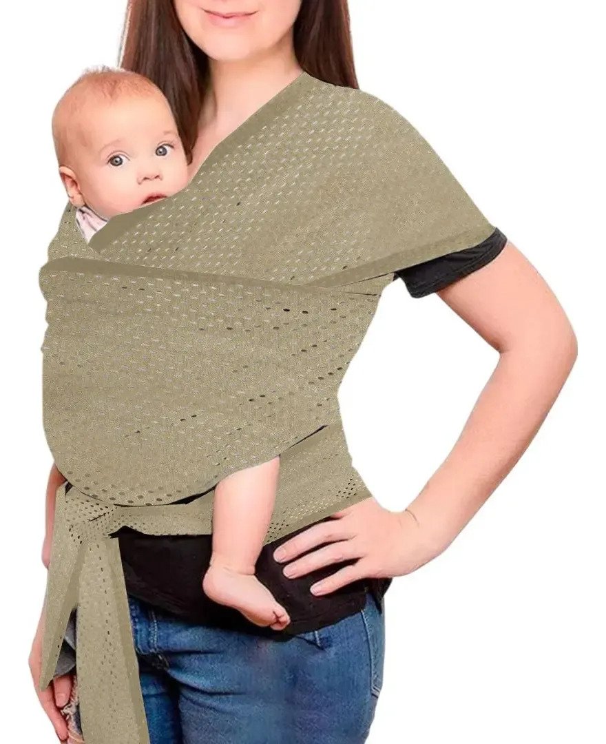 D_771801-MLU115824548812_092026-F.jpg Fular En Tela Con Lazo Ajustable Porta Bebe Practico Liviano Beige Unico - Imagen 1