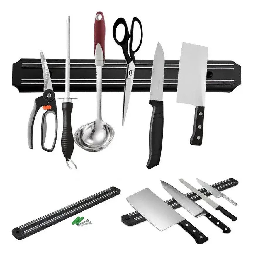 D_779294-MLU105692163813_012026-F.jpg Organizador Magnético De Pared Para Cuchillos Piki Negro 38cm - Imagen 1