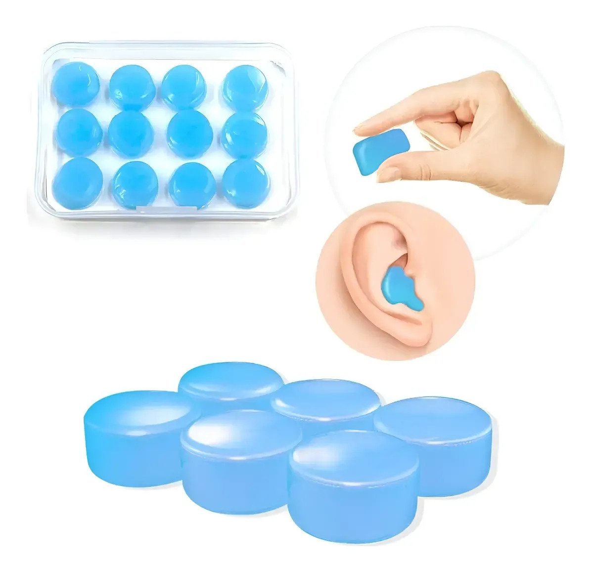 D_789359-MLU115193536970_082026-F.jpg Tapones De Oído De Silicona Reutilizables Cancelacion Ruido Celeste - Imagen 1