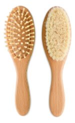 Set Cepillo Y Peine Para Bebé De Bamboo Cerdas Suaves Madera