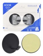 Ganchos Autoadhesivos De Aluminio Negro X2 Organizador Redondo