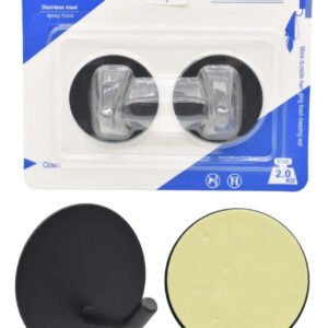 Ganchos Autoadhesivos De Aluminio Negro X2 Organizador Redondo