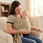Fular En Tela Con Lazo Ajustable Porta Bebe Practico Liviano Beige Unico - Imagen 2