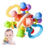 Juguete Mordillo Sonajero Sensorial Para Bebe Rasca Encias Coral Claro Baby Rattle - Imagen 4