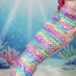 Muñeca Sirena Pelo Rosa Lentejuelas Arcoiris Con Varita Magi - Imagen 3