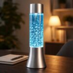 Lámpara Veladora De Glitter Decorativa Azul Luz Brillante Gris - Imagen 3