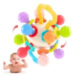 Juguete Mordillo Sonajero Sensorial Para Bebe Rasca Encias Coral Claro Baby Rattle - Imagen 8