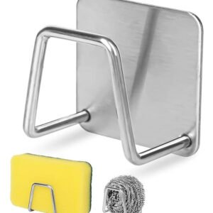 Soporte Adhesivo Acero Inoxidable Para Esponja De Cocina Gris
