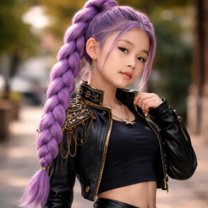 Trenza Guerreras K-pop Rumi Con Aplique De Pelo Violeta Violeta