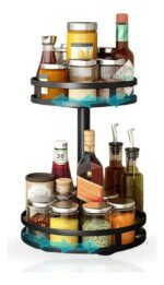 Organizador Giratorio 360 De 2 Niveles Para Cocina Y Baño Negro - Imagen 3