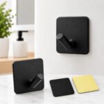 Ganchos Autoadhesivos De Aluminio Negro X2 Organizador Cuadrado - Imagen 5