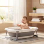 Bañera Plegable Para Bebé Con Termómetro Gris Piki Gris Lisa - Imagen 3