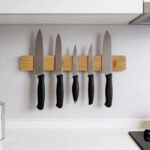 Soporte Barra Magnética Para Cuchillos De Cocina De Bambú Marrón Claro