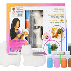 Kit Para Pintar 2 Macetas Cerámica Llama Y Zorro Suculentas