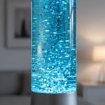 Lámpara Veladora De Glitter Decorativa Azul Luz Brillante Gris - Imagen 4