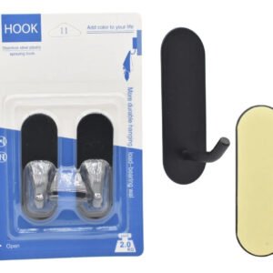 Ganchos Autoadhesivos De Aluminio Negro X2 Organizador Ovalado